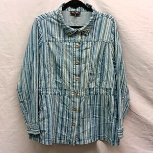 DG2 by Diane Gilman Lightweight Denim Style Striped Jacket 1X